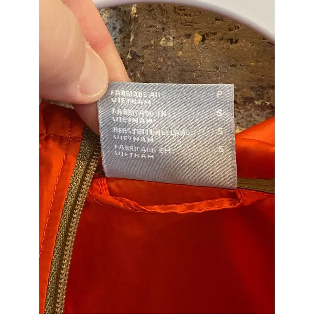 Columbia Navy/Red Orange/Tan Windbreaker 1/4 Zip Hooded Pullover women’s SZ smal